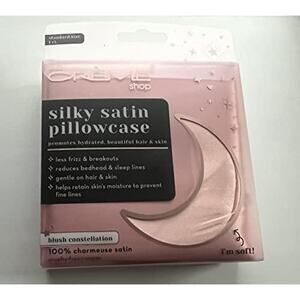 The Crème Shop Silky Satin Pillowcase - 100% Charmeuse Satin Blush Constellation
